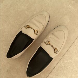 Gucci Beige Loafers with Gold Accents
